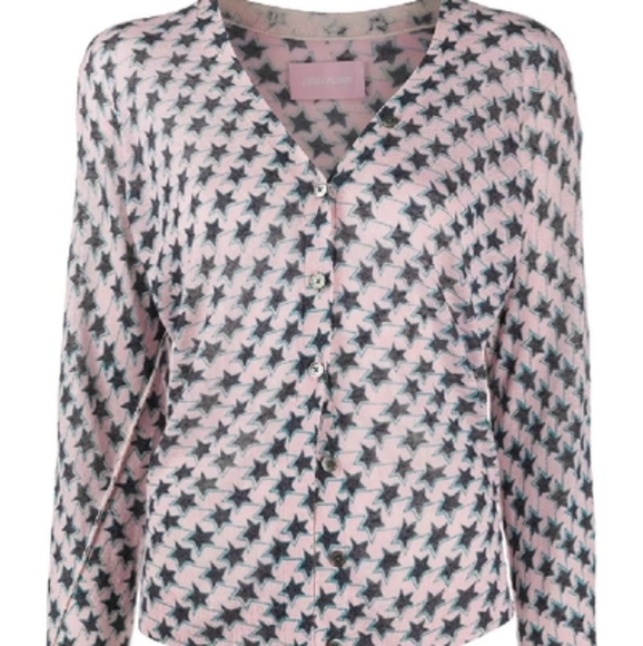 NWOT Zadig & Voltaire Star-print V-neck Cardigan In Pink - Picture 15 of 15